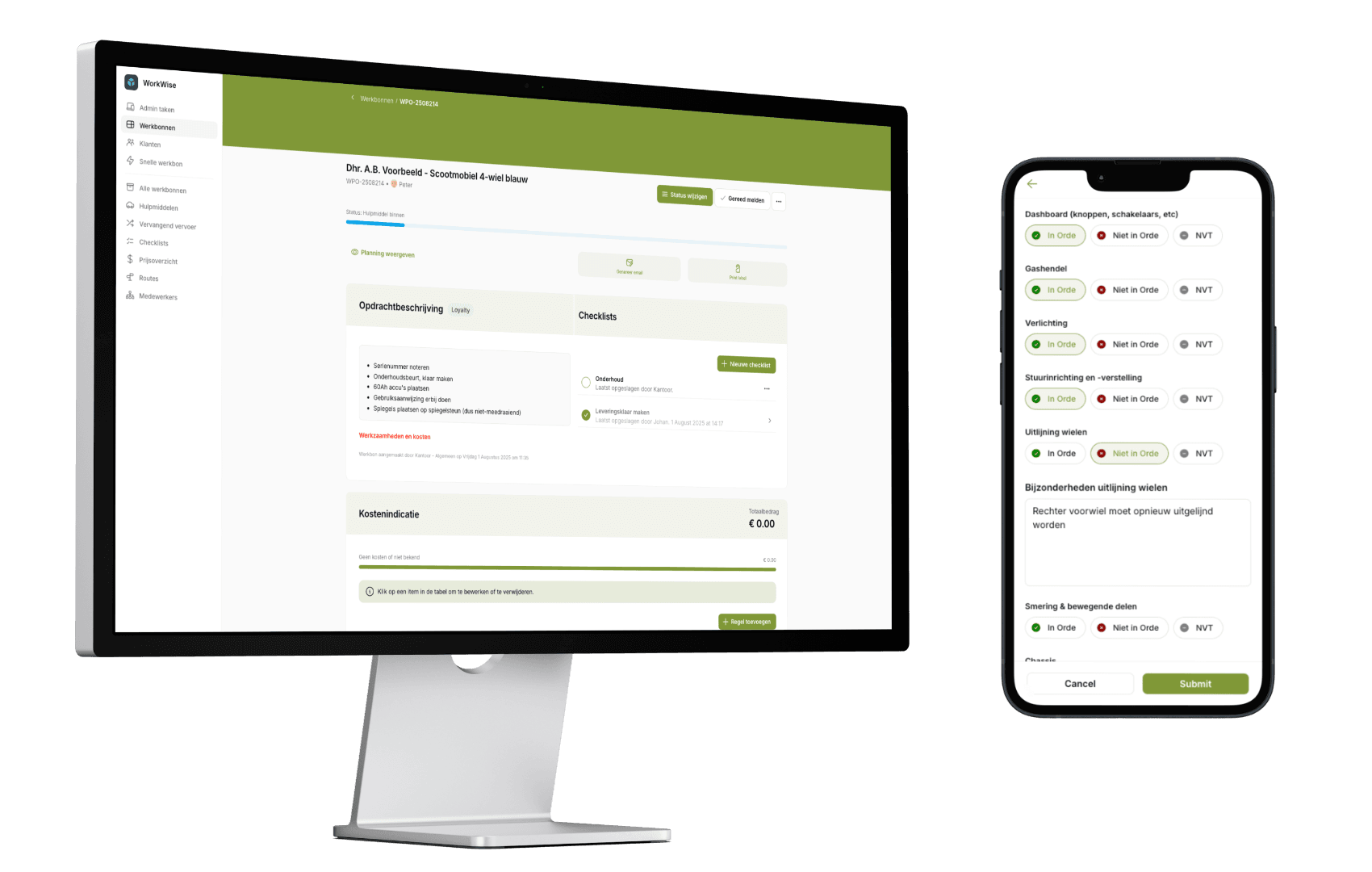 Voorbeeld van de gebouwde app: WorkWise